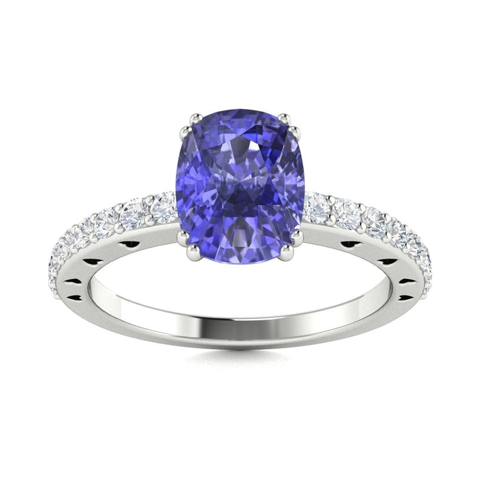 18kt Gold Cushion cut Tanzanite and Diamond Ladies Ring (Tanzanite 2.50cts Diamonds 0.40 cts)