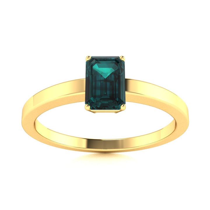 18KT Gold Emerald Cut Alexandrite Ring (Alexandrite 0.93 cts)