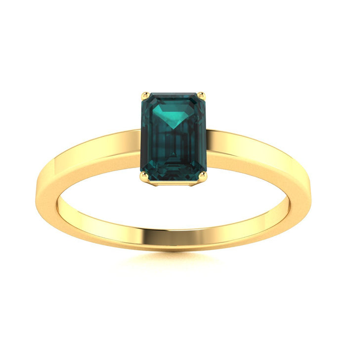 18KT Gold Emerald Cut Alexandrite Ring (Alexandrite 0.93 cts)