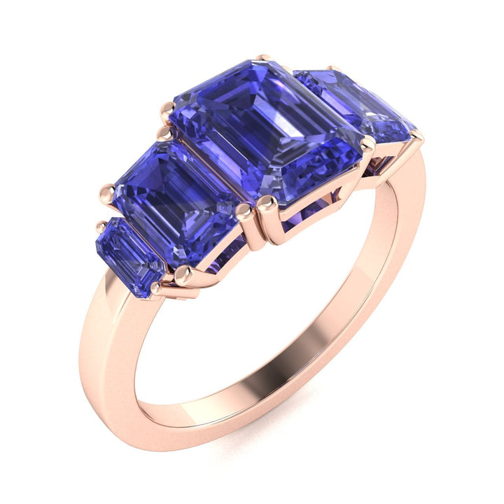 18KT Gold Emerald Cut Tanzanite and Diamond Ladies Ring (Tanzanite 1.5 cts.)