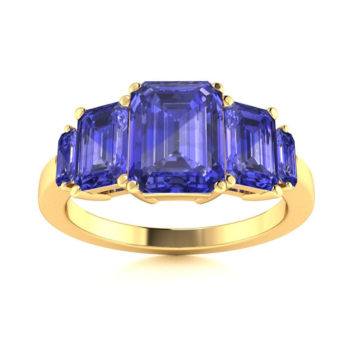 18KT Gold Emerald Cut Tanzanite and Diamond Ladies Ring (Tanzanite 1.5 cts.)