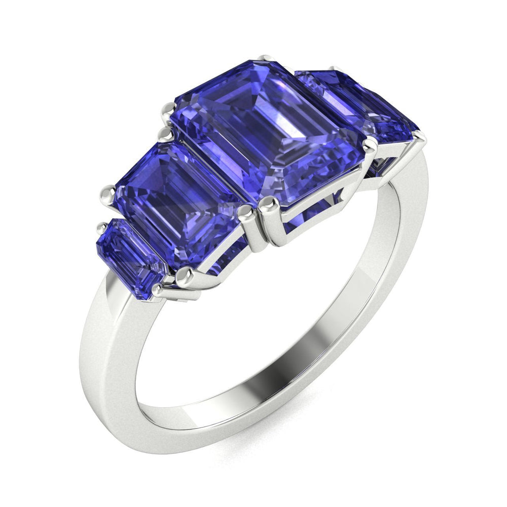 18KT Gold Emerald Cut Tanzanite and Diamond Ladies Ring (Tanzanite 1.5 cts.)