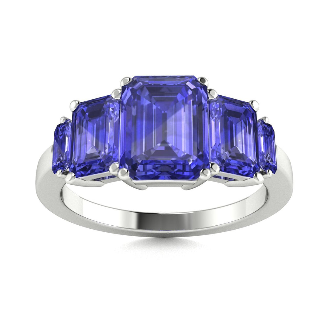 18KT Gold Emerald Cut Tanzanite and Diamond Ladies Ring (Tanzanite 1.5 cts.)