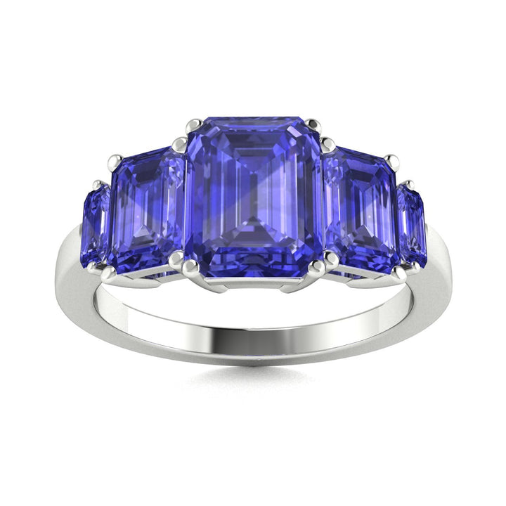 18KT Gold Emerald Cut Tanzanite and Diamond Ladies Ring (Tanzanite 1.5 cts.)