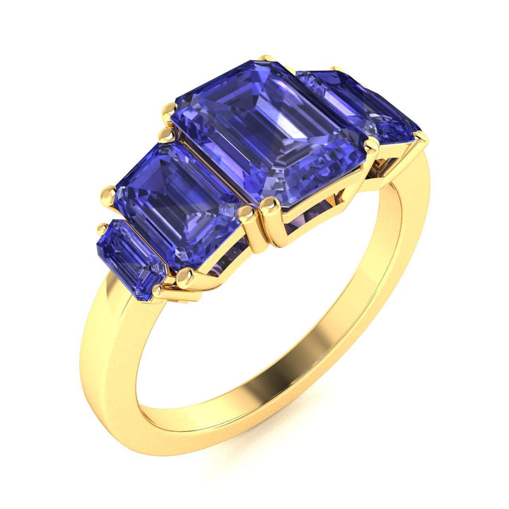 18KT Gold Emerald Cut Tanzanite and Diamond Ladies Ring (Tanzanite 1.5 cts.)