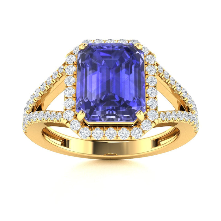 18kt Gold Emerald Cut Tanzanite and Diamond Ladies Ring (Tanzanite 5.75ct Diamonds 0.60cts)