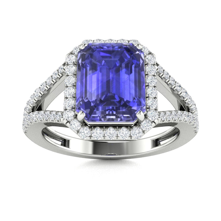 18kt Gold Emerald Cut Tanzanite and Diamond Ladies Ring (Tanzanite 5.75ct Diamonds 0.60cts)