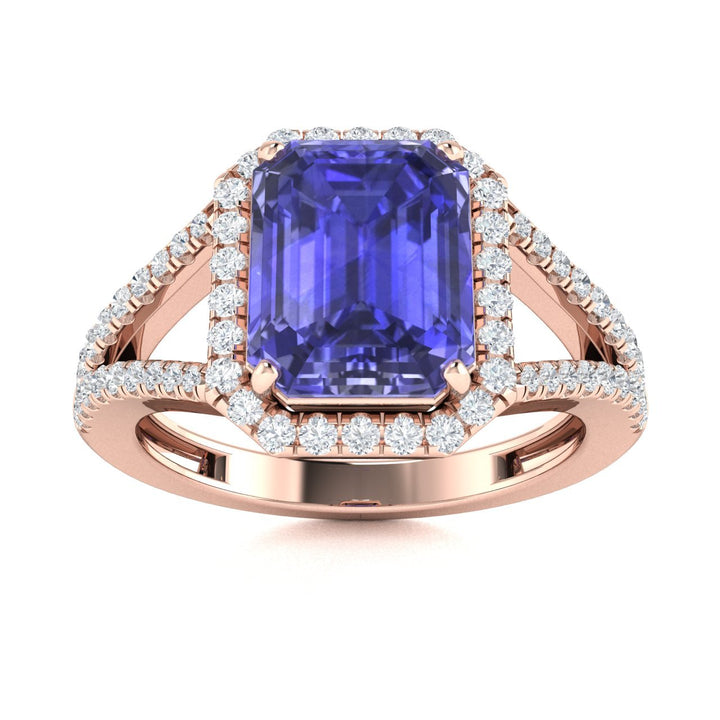 18kt Gold Emerald Cut Tanzanite and Diamond Ladies Ring (Tanzanite 5.75ct Diamonds 0.60cts)