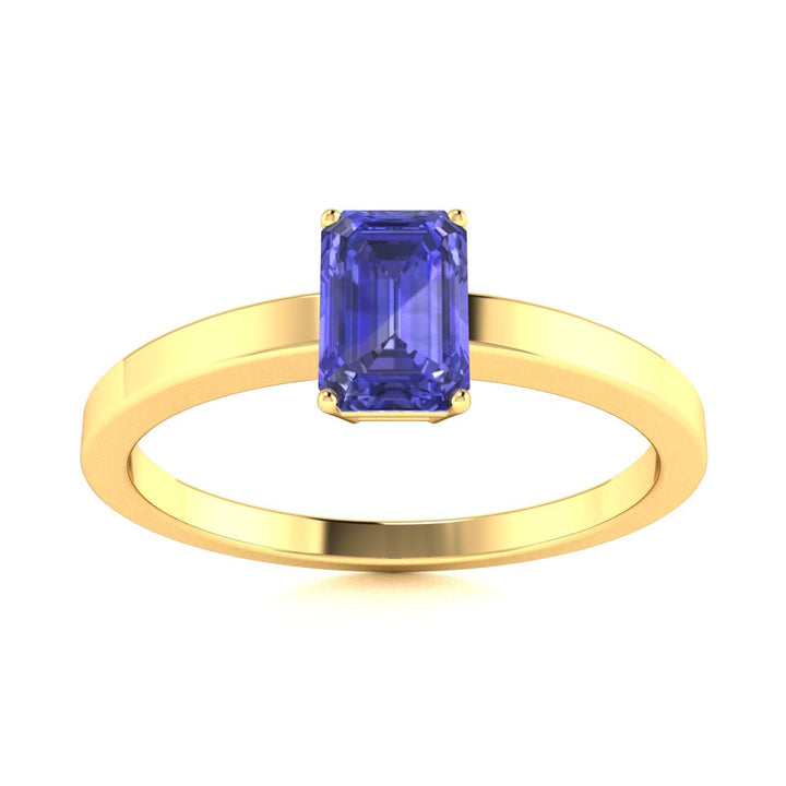 18KT Gold Emerald Cut Tanzanite Ring (Tanzanite 0.93 cts)