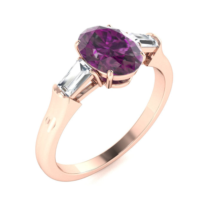 18kt Gold Natural Color Changing Alexandrite and Diamond Ladies Ring (Alexandrite 2.50ct Diamonds 0.20 cts)