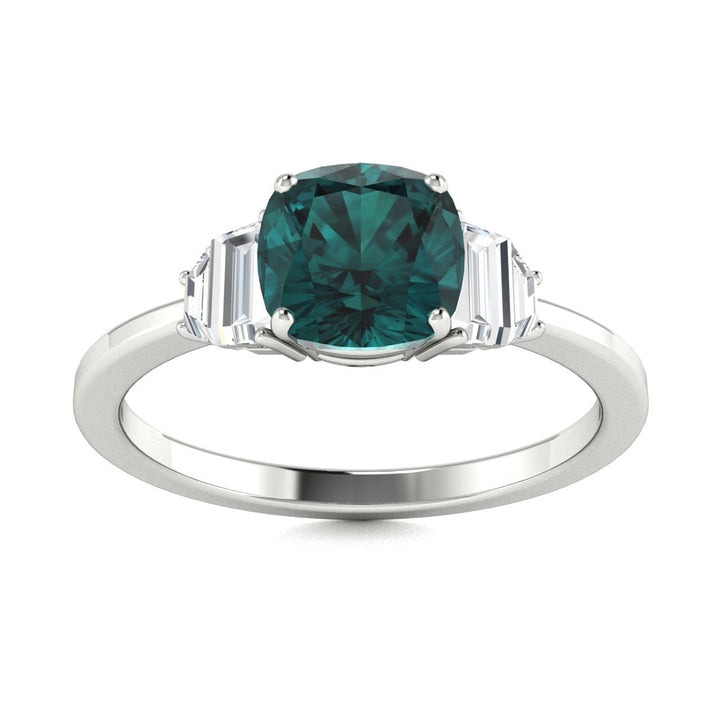 18KT Gold Natural Color Changing Cushion Cut Alexandrite and Diamond Ladies Ring