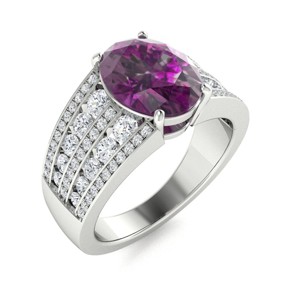 18KT Gold Oval Alexandrite 2 cts. White Diamond Ladies Ring (Alexandrite 2 cts. White Diamond 0.93 cts.)