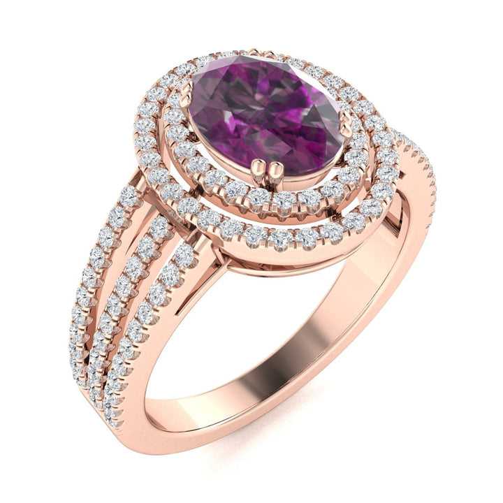 18KT Gold Oval Alexandrite and Diamond Ladies Ring (Alexandrite 1.15 cts. White Diamond 0.80 cts.)