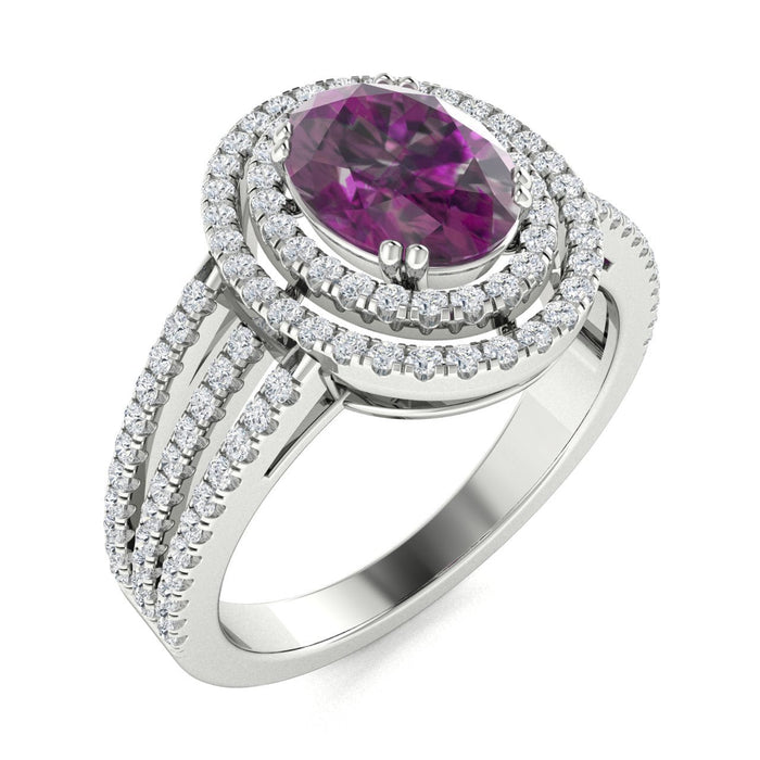 18KT Gold Oval Alexandrite and Diamond Ladies Ring (Alexandrite 1.15 cts. White Diamond 0.80 cts.)
