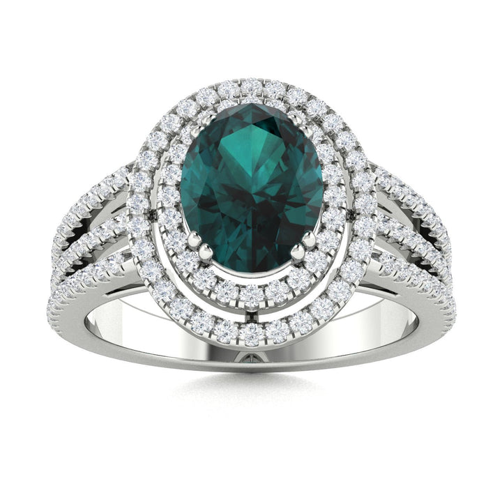 18KT Gold Oval Alexandrite and Diamond Ladies Ring (Alexandrite 1.15 cts. White Diamond 0.80 cts.)