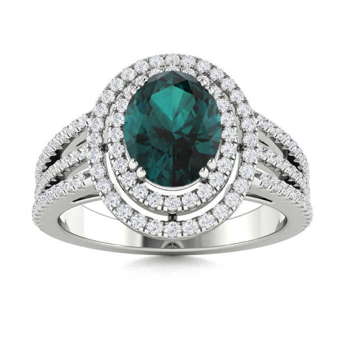 18KT Gold Oval Alexandrite and Diamond Ladies Ring (Alexandrite 1.15 cts. White Diamond 0.80 cts.)