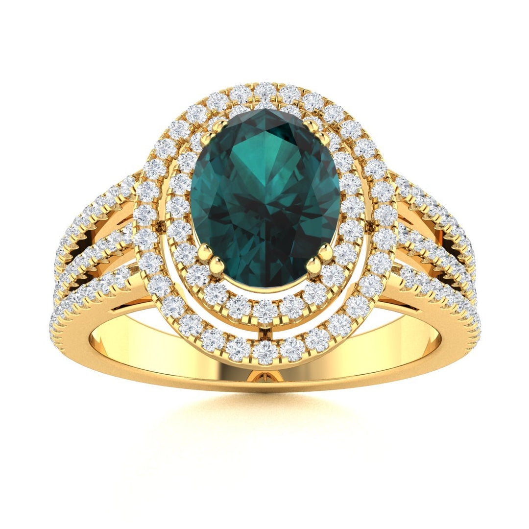 18KT Gold Oval Alexandrite and Diamond Ring (Alexandrite 1.15 cts. White Diamond 0.80 cts.)
