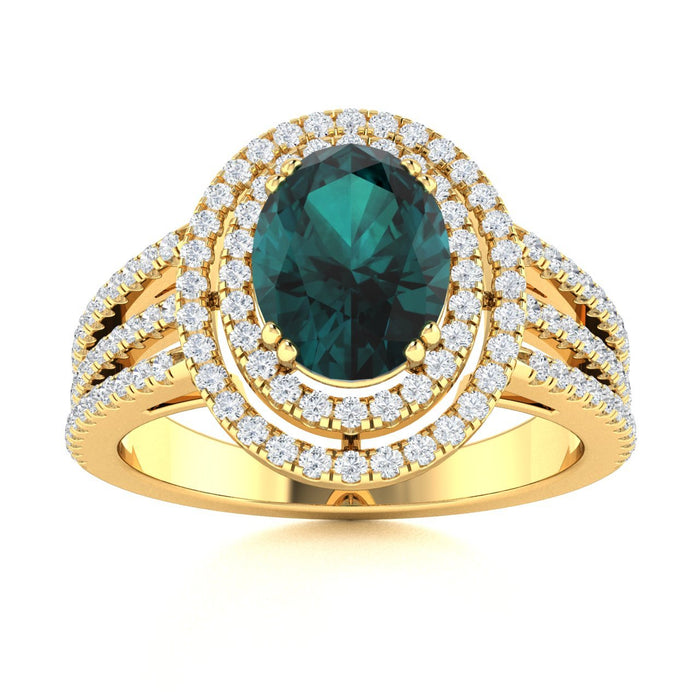 18KT Gold Oval Alexandrite and Diamond Ladies Ring (Alexandrite 1.15 cts. White Diamond 0.80 cts.)