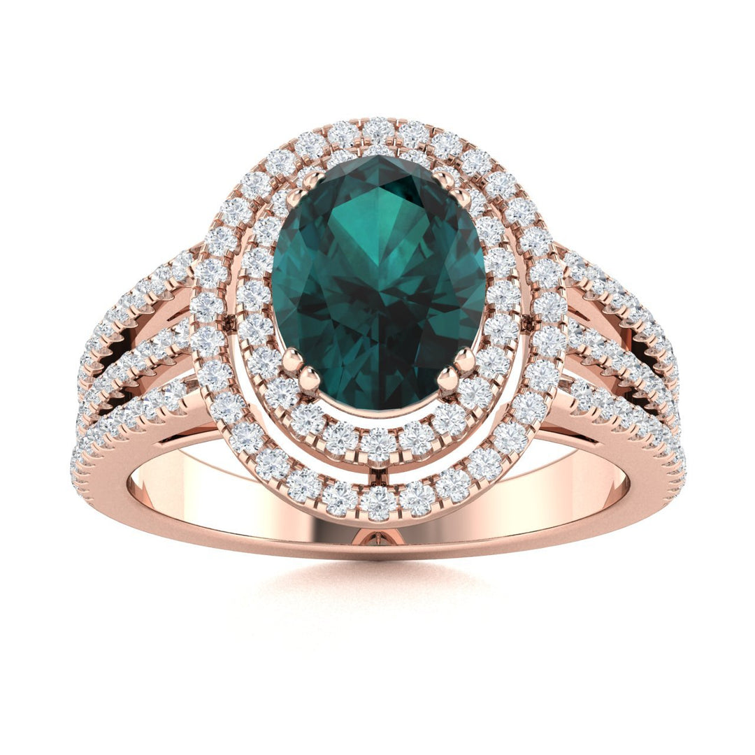 18KT Gold Oval Alexandrite and Diamond Ring (Alexandrite 1.15 cts. White Diamond 0.80 cts.)