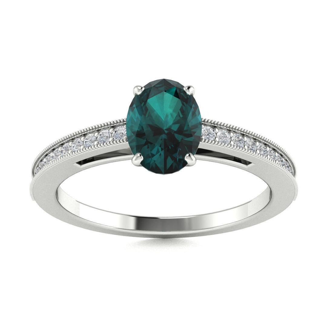 18kt Gold Oval brilliant Natural Color changing Alexandrite and Diamond Ladies Ring (Alexandrite 1.50ct Diamonds 0.20cts)