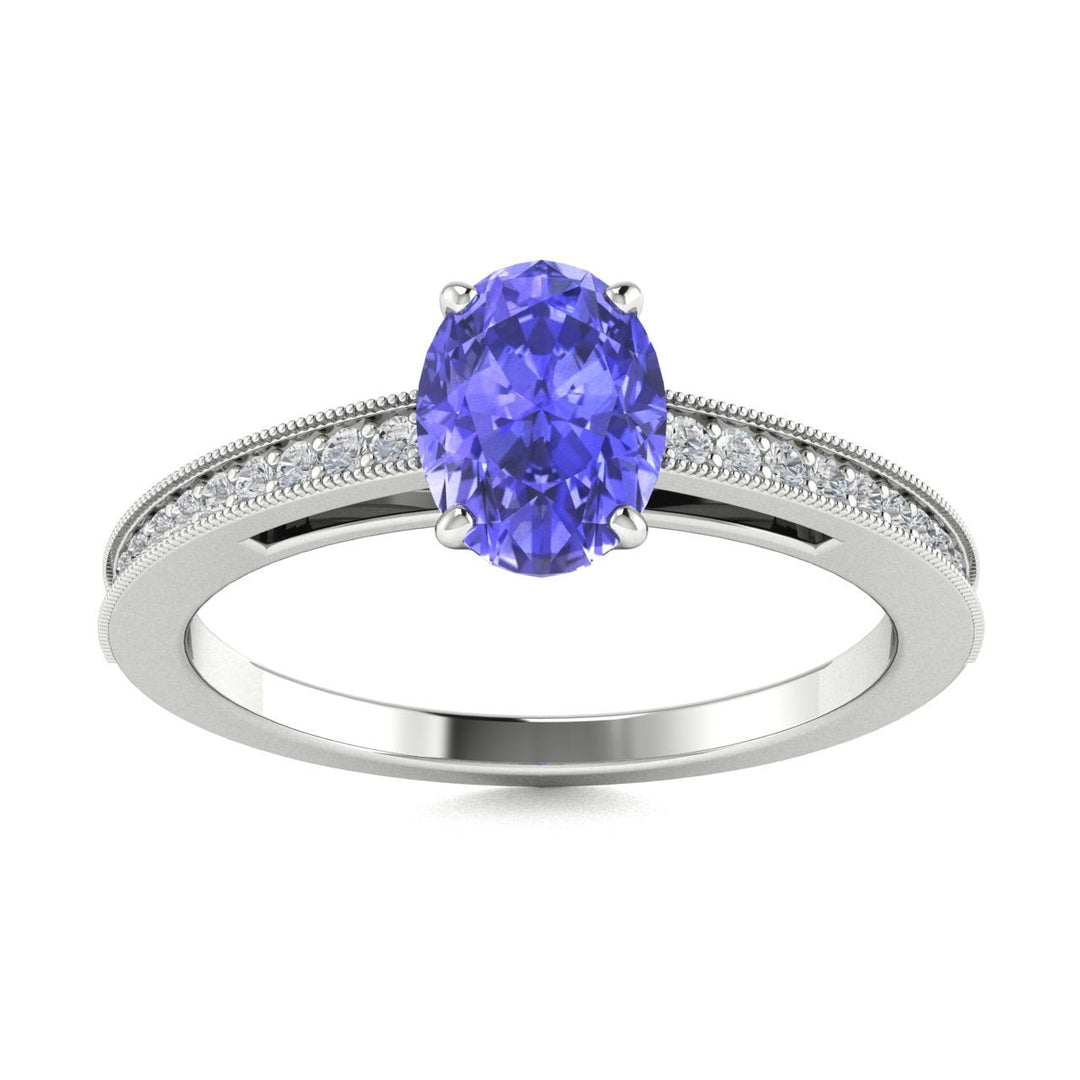 18kt Gold Oval brilliant Tanzanite and Diamond Ladies Ring (Tanzanite 1.50ct Diamonds 0.20cts)
