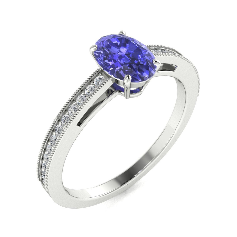 18kt Gold Oval brilliant Tanzanite and Diamond Ladies Ring (Tanzanite 1.50ct Diamonds 0.20cts)