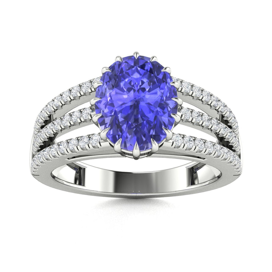 18kt Gold Oval Brilliant Tanzanite and Diamond Ladies Ring (Tanzanite 5.00ct Diamonds 0.60 cts)