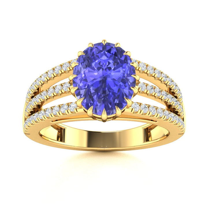 18kt Gold Oval Brilliant Tanzanite and Diamond Ladies Ring (Tanzanite 5.00ct Diamonds 0.60 cts)