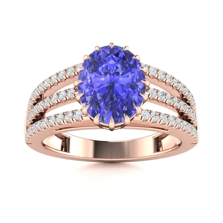 18kt Gold Oval Brilliant Tanzanite and Diamond Ladies Ring (Tanzanite 5.00ct Diamonds 0.60 cts)