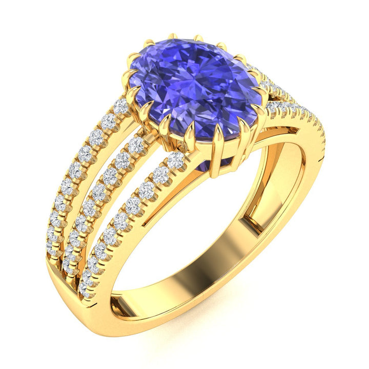 18kt Gold Oval Brilliant Tanzanite and Diamond Ladies Ring (Tanzanite 5.00ct Diamonds 0.60 cts)