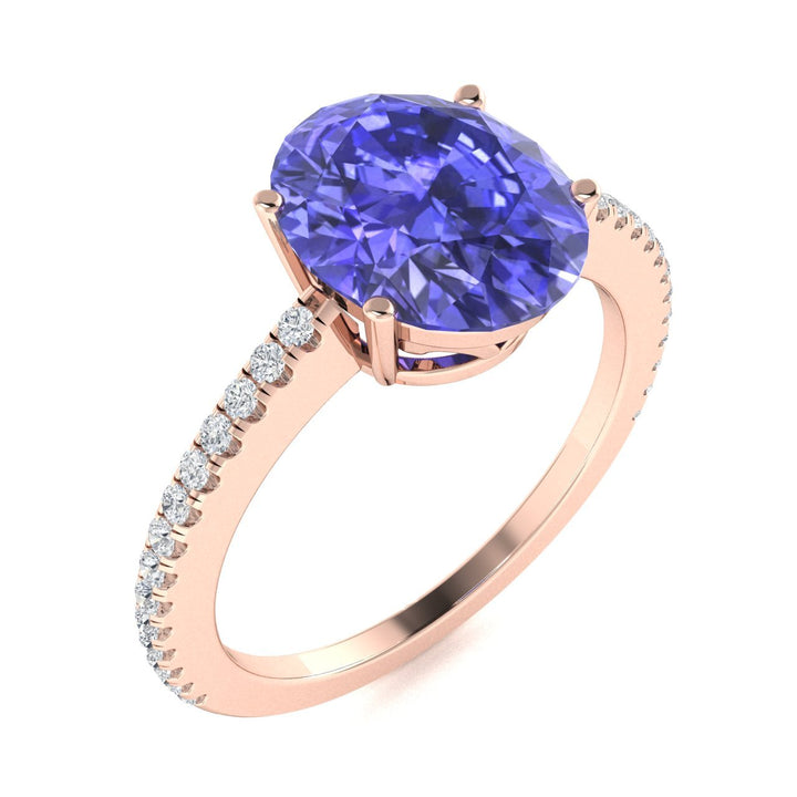 18KT Gold Oval Cut Tanzanite and Diamond Ring (Tanzanite 1.27 cts White Diamonds 0.08 cts)