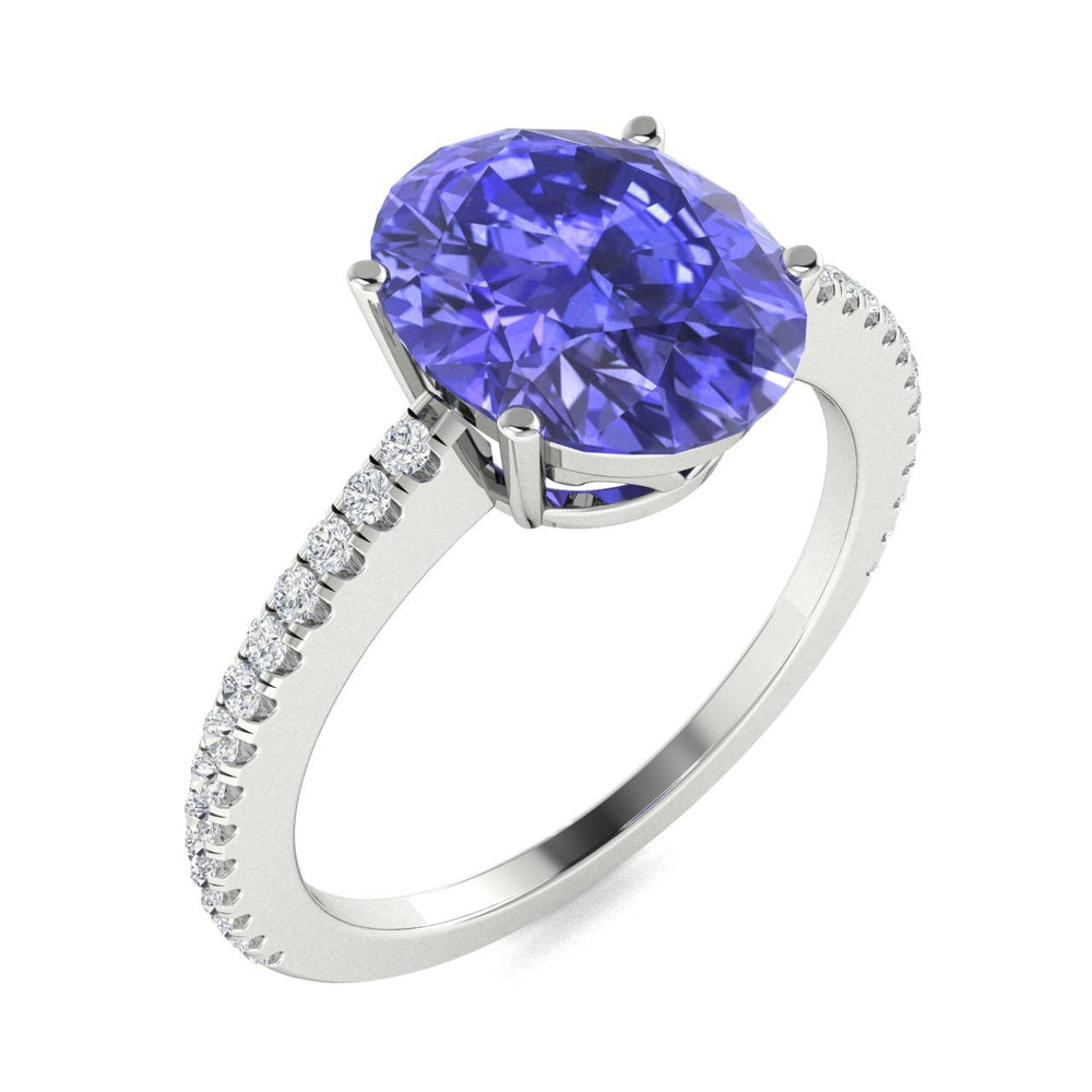 18KT Gold Oval Cut Tanzanite and Diamond Ring (Tanzanite 1.27 cts White Diamonds 0.08 cts)