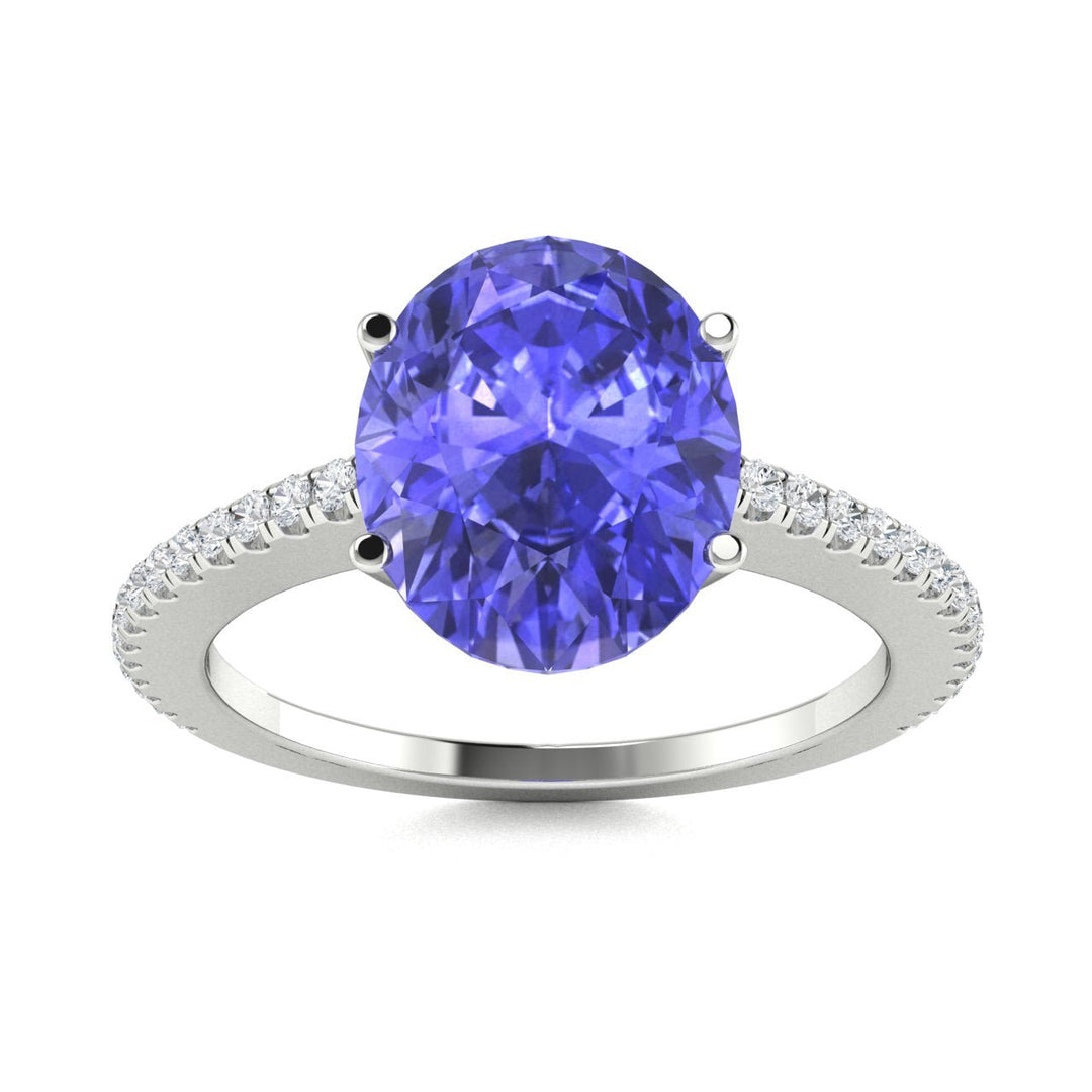 18KT Gold Oval Cut Tanzanite and Diamond Ring (Tanzanite 1.27 cts White Diamonds 0.08 cts)