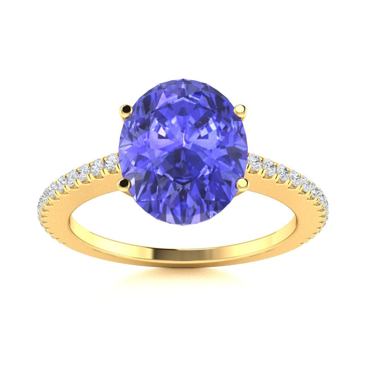 18KT Gold Oval Cut Tanzanite and Diamond Ring (Tanzanite 1.27 cts White Diamonds 0.08 cts)