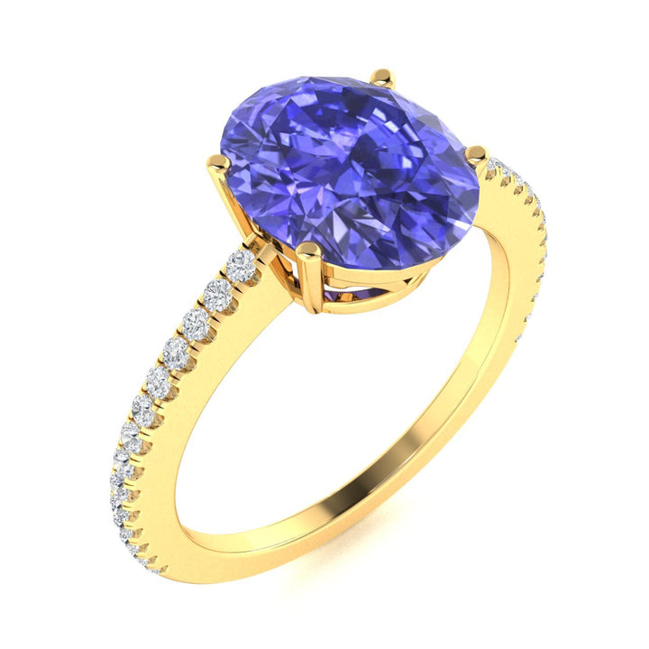 18KT Gold Oval Cut Tanzanite and Diamond Ring (Tanzanite 1.27 cts White Diamonds 0.08 cts)