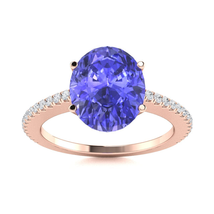 18KT Gold Oval Cut Tanzanite and Diamond Ring (Tanzanite 1.27 cts White Diamonds 0.08 cts)