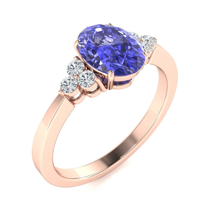 18KT Gold Oval Cut Tanzanite and Diamond Ring (Tanzanite 2.26 cts White Diamonds 0.17 cts)