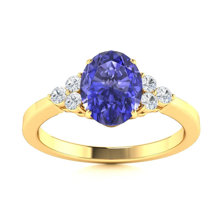 18KT Gold Oval Cut Tanzanite and Diamond Ring (Tanzanite 2.26 cts White Diamonds 0.17 cts)