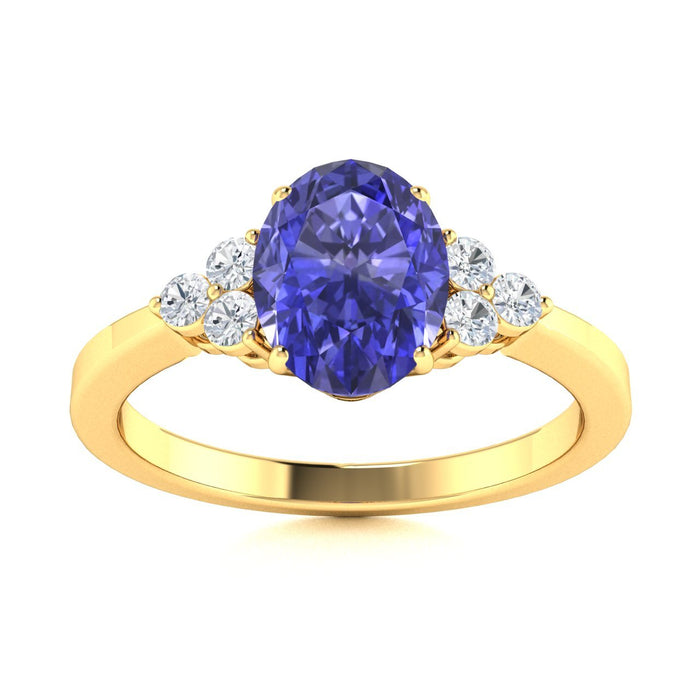 18KT Gold Oval Cut Tanzanite and Diamond Ring (Tanzanite 2.26 cts White Diamonds 0.17 cts)