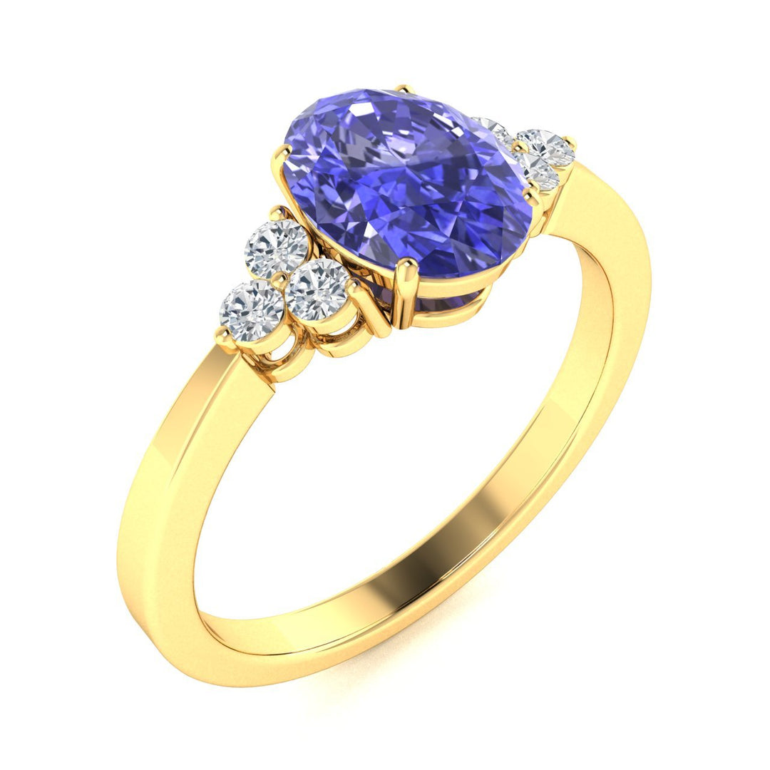 18KT Gold Oval Cut Tanzanite and Diamond Ring (Tanzanite 2.26 cts White Diamonds 0.17 cts)