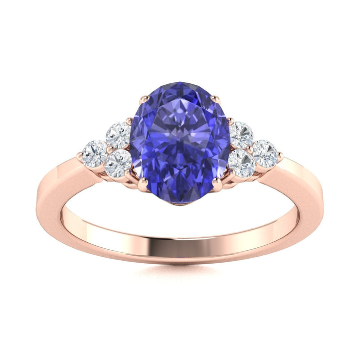 18KT Gold Oval Cut Tanzanite and Diamond Ring (Tanzanite 2.26 cts White Diamonds 0.17 cts)