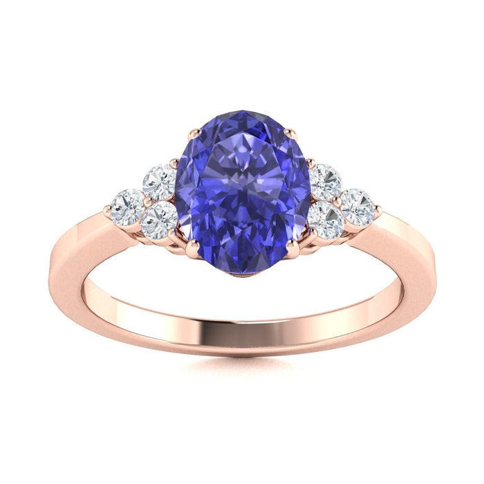18KT Gold Oval Cut Tanzanite and Diamond Ring (Tanzanite 2.26 cts White Diamonds 0.17 cts)