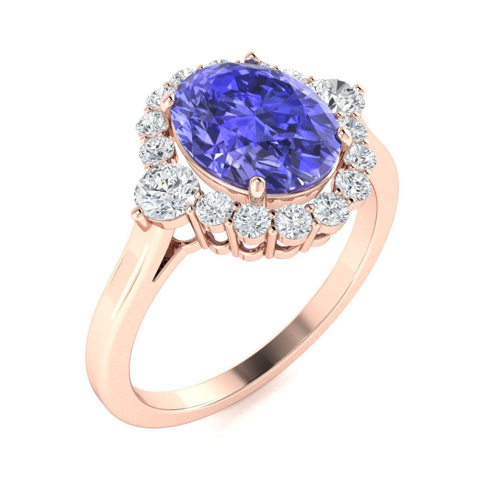 18kt Gold Oval Shaped AAA Tanzanite and Diamond Ladies Ring (Tanzanite 1.20ct Diamonds 0.25cts)