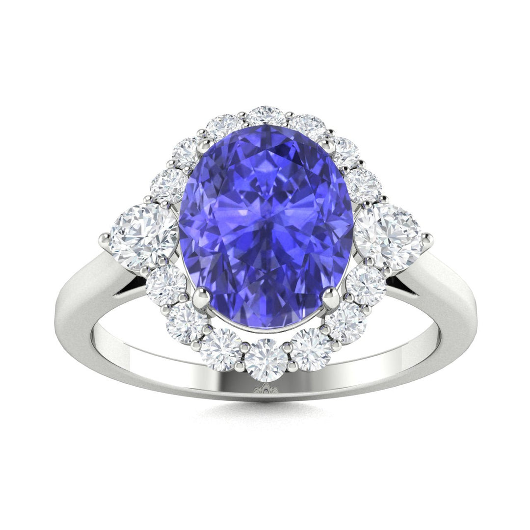 18kt Gold Oval Shaped AAA Tanzanite and Diamond Ladies Ring (Tanzanite 1.20ct Diamonds 0.25cts)