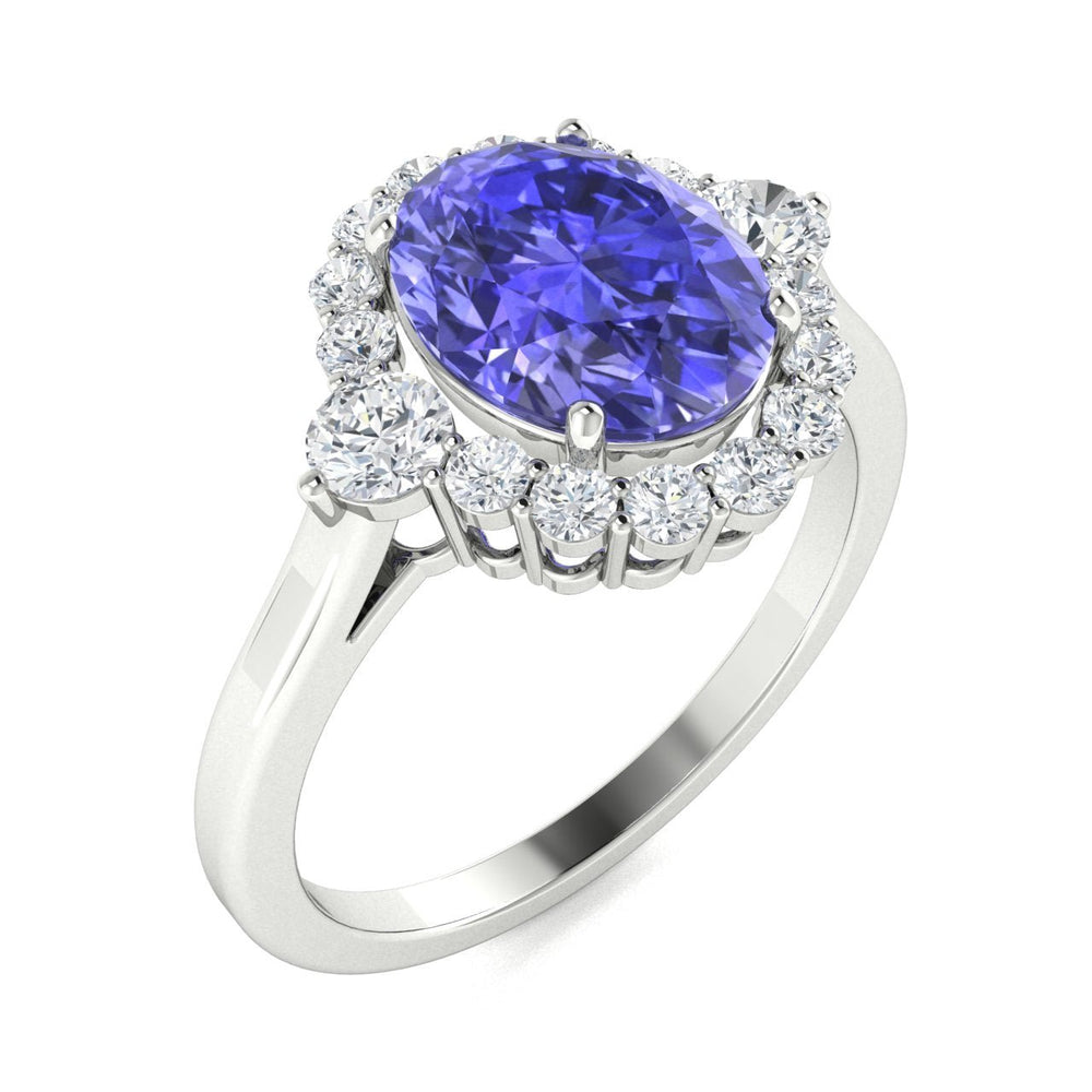 18kt Gold Oval Shaped AAA Tanzanite and Diamond Ladies Ring (Tanzanite 1.20ct Diamonds 0.25cts)