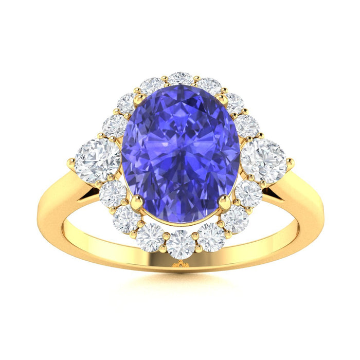 18kt Gold Oval Shaped AAA Tanzanite and Diamond Ladies Ring (Tanzanite 1.20ct Diamonds 0.25cts)