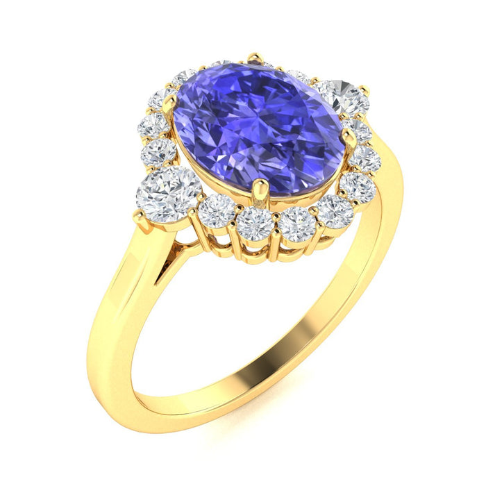 18kt Gold Oval Shaped AAA Tanzanite and Diamond Ladies Ring (Tanzanite 1.20ct Diamonds 0.25cts)