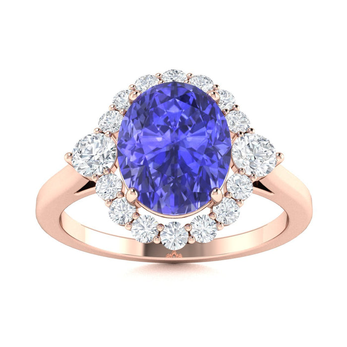 18kt Gold Oval Shaped AAA Tanzanite and Diamond Ladies Ring (Tanzanite 1.20ct Diamonds 0.25cts)