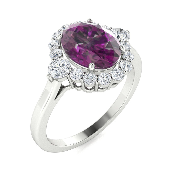 18kt Gold Oval Shaped Bluish Green to Purple Natural Alexandrite and Diamond Ladies Ring (Alexandrite 1.20ct Diamonds 0.25cts