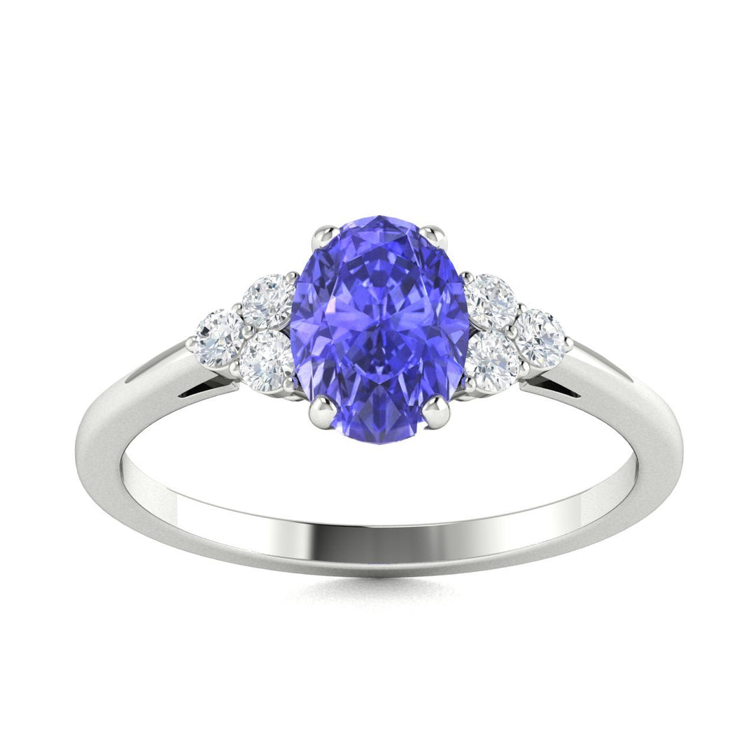 18kt Gold Oval Shaped Tanzanite and Diamond Ladies Ring (Tanzanite 1.20ct Diamonds 0.10cts)